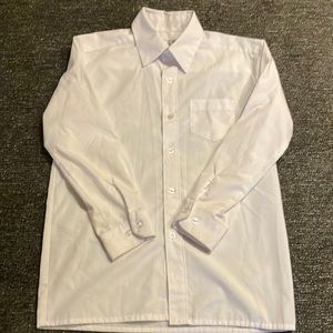 EUC Sz 12 white poly/cotton button down shirt